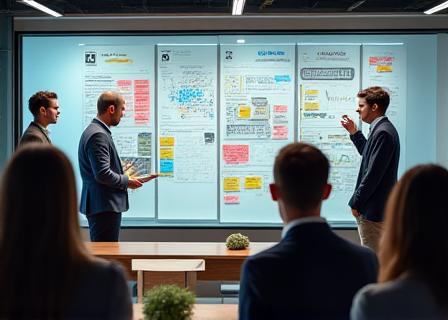 Strategic branding workshop in a modern boardroom